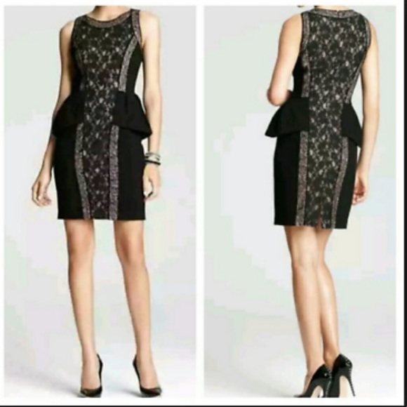 BCBG Max Azria Lilou black lace peplum dress - Picture 2 of 4